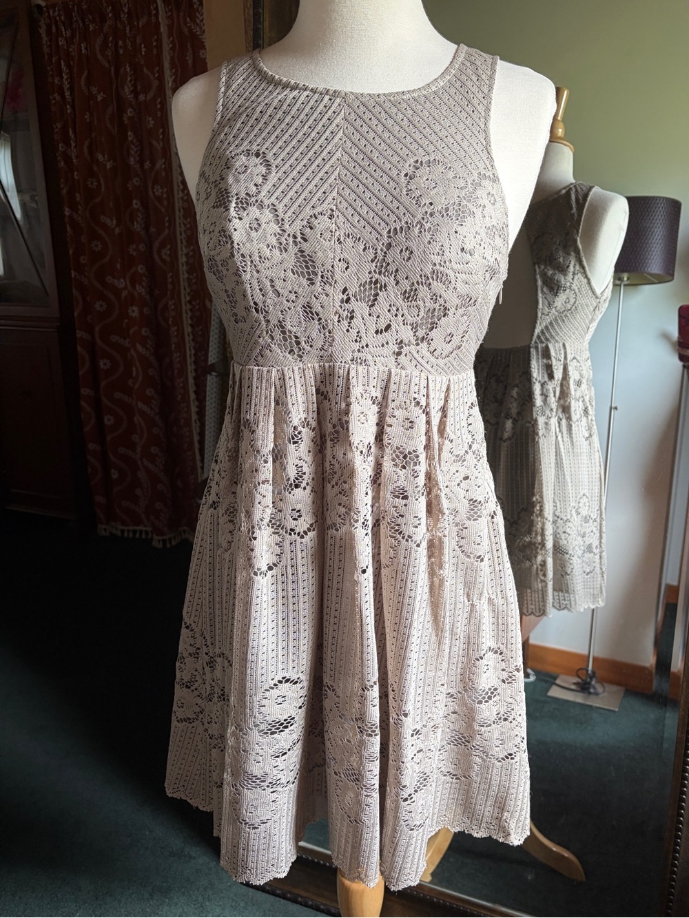 Free People short lace dress with raw hem and open back